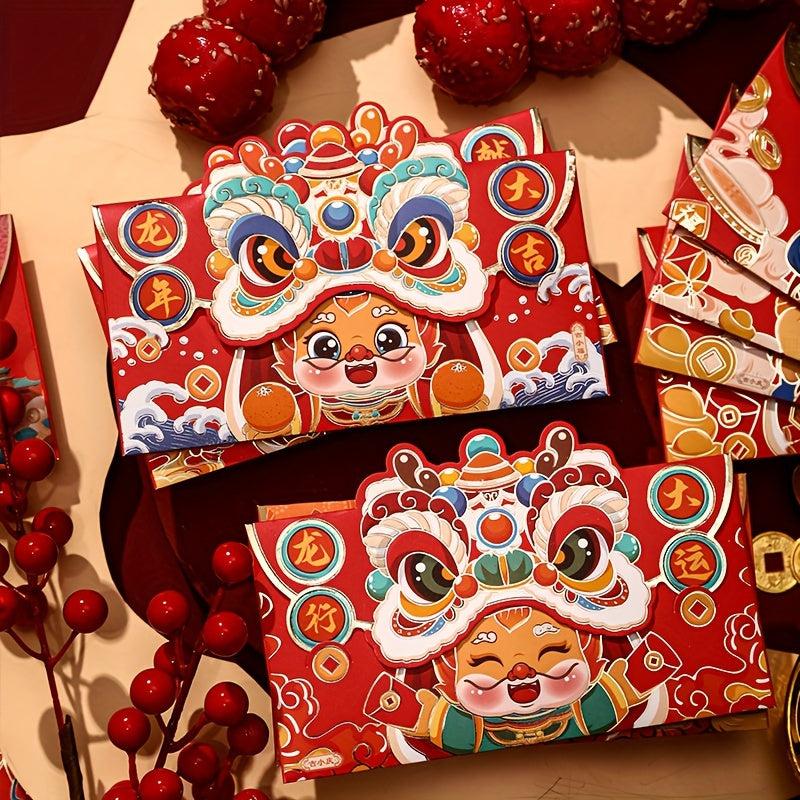 4pcs Dragon Year Spring Blessing Lucky Red Envelopes