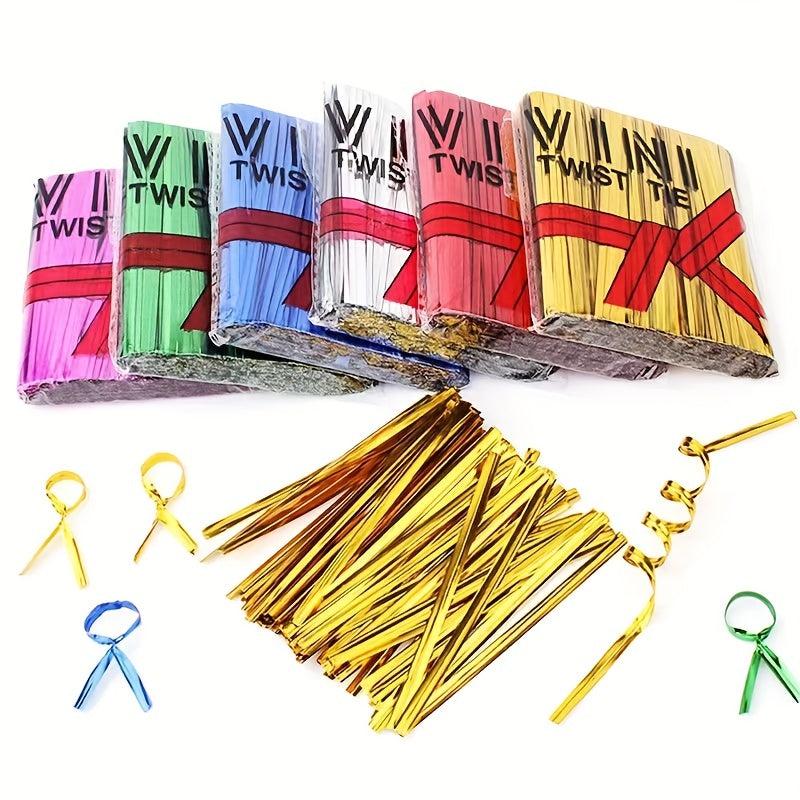 760pcs Metallic Twist Ties Metal Packaging Rope Wire Golden Sealing Tie 4mm
