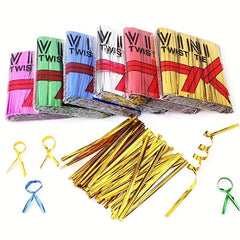 760pcs Metallic Twist Ties Metal Packaging Rope Wire Golden Sealing Tie 4mm
