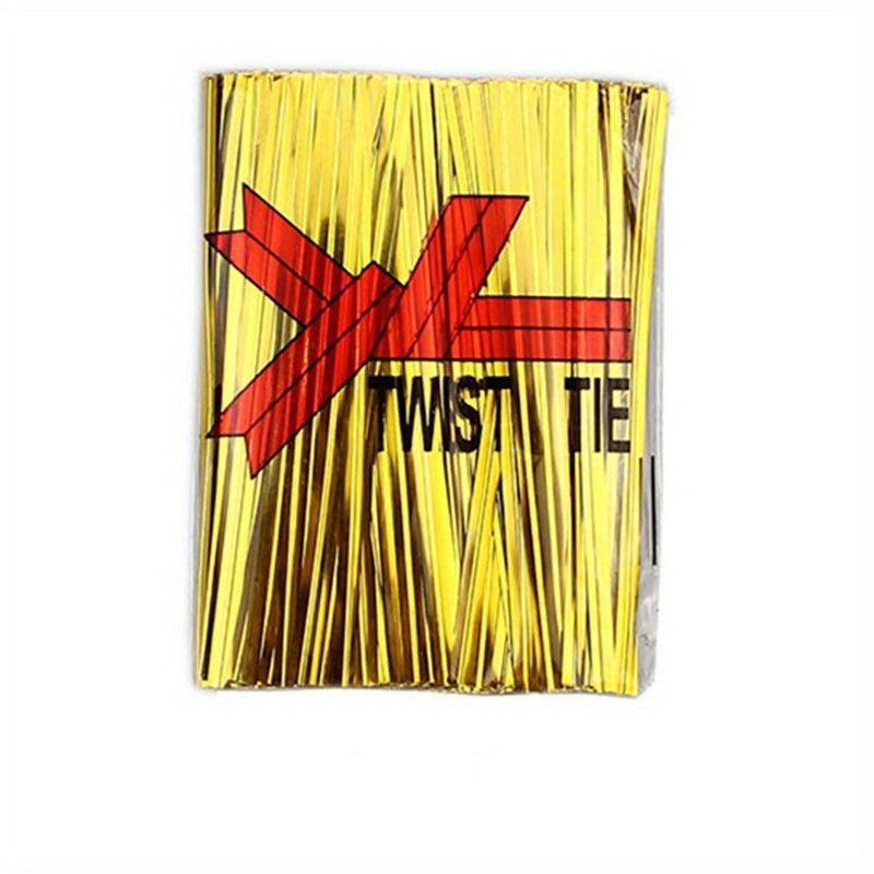 760pcs Metallic Twist Ties Metal Packaging Rope Wire Golden Sealing Tie 4mm