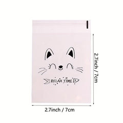 100 DIY Adorable Kittens Candy Bags Self adhesive Cookies Bread Decorative Bags