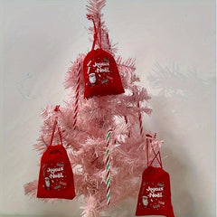 5pcs Red Christmas Velvet Bags 9x12cm Drawstring Pouch Candy Gift Bag