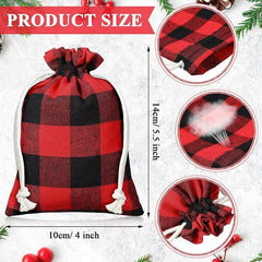 10pcs Christmas Burlap Gift Bags Drawstring Gift Tags Xmas Small Burlap Bags