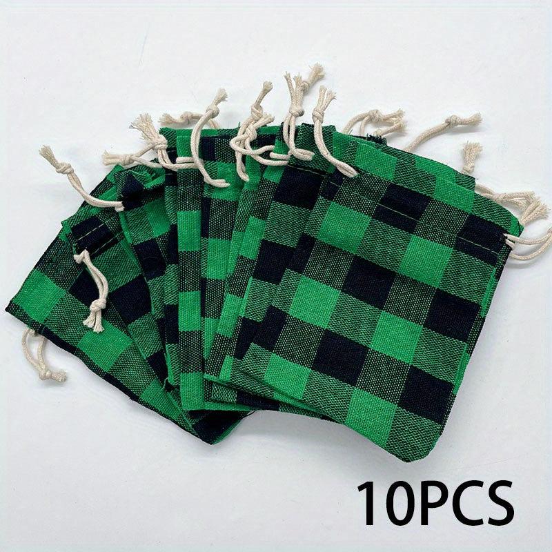 10pcs Christmas Burlap Gift Bags Drawstring Gift Tags Xmas Small Burlap Bags