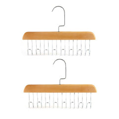 Wooden Tie Rack Belt Hanger With 8 Hooks Wardrobe Organizer