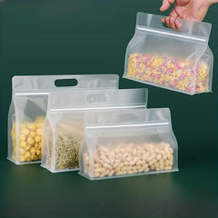 10pcs Reusable Food Storage Bags with Handles - Ideal for Nuts, Cereals, Fruits