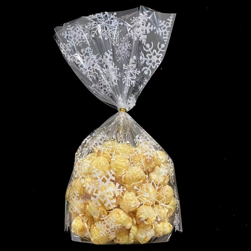 Snowflake Candy Bags Cellophane Gift Bags with Golden Tie