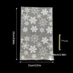 Snowflake Candy Bags Cellophane Gift Bags with Golden Tie