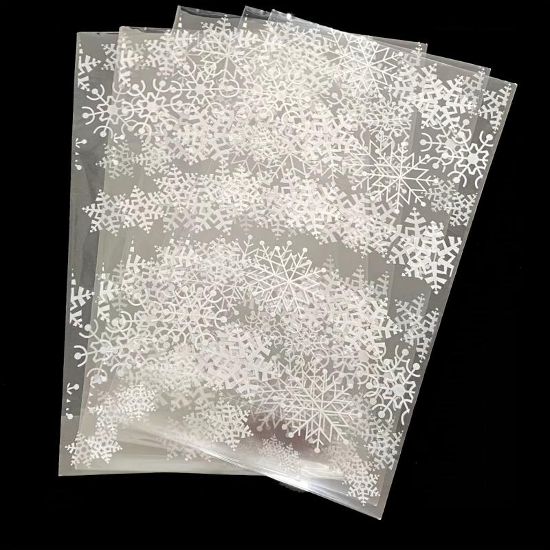 Snowflake Candy Bags Cellophane Gift Bags with Golden Tie