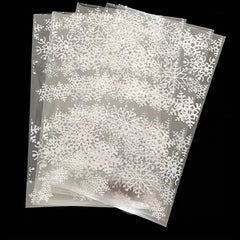Snowflake Candy Bags Cellophane Gift Bags with Golden Tie