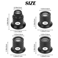 4pcs Eye Loupe Watch Repair Magnifier Set 5X 10X 15X 20X Monocular