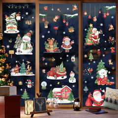 Watercolor Christmas Series Stickers Santa Claus Elk Window Decals