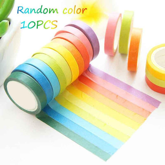 10pcs Rainbow Washi Tape Set in Macaron Colors for DIY Decoration