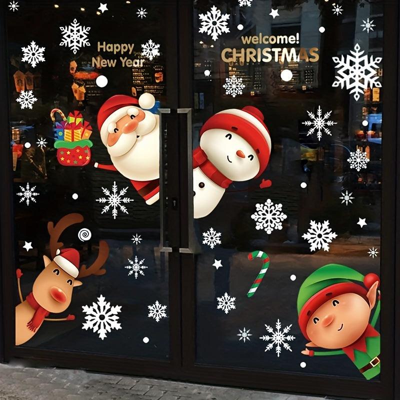 80pcs Christmas Snowflake Window Clings Stickers Xmas Decals Decorations