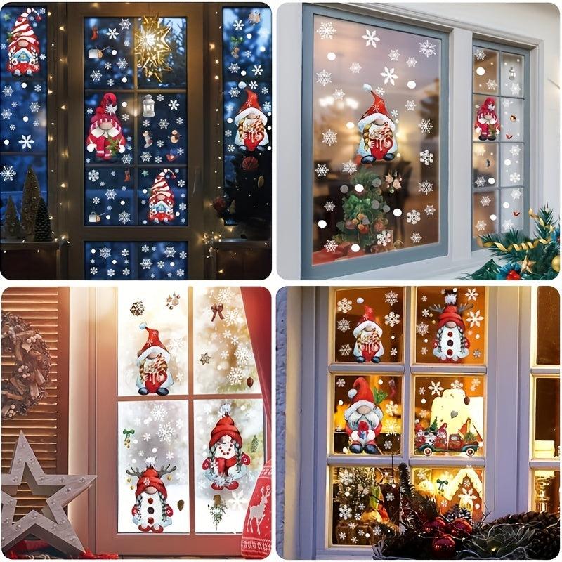 103pcs Christmas Gnome Snowflake Window Clings Stickers