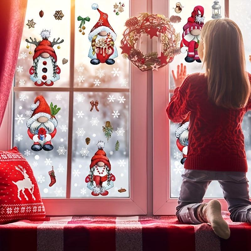 103pcs Christmas Gnome Snowflake Window Clings Stickers