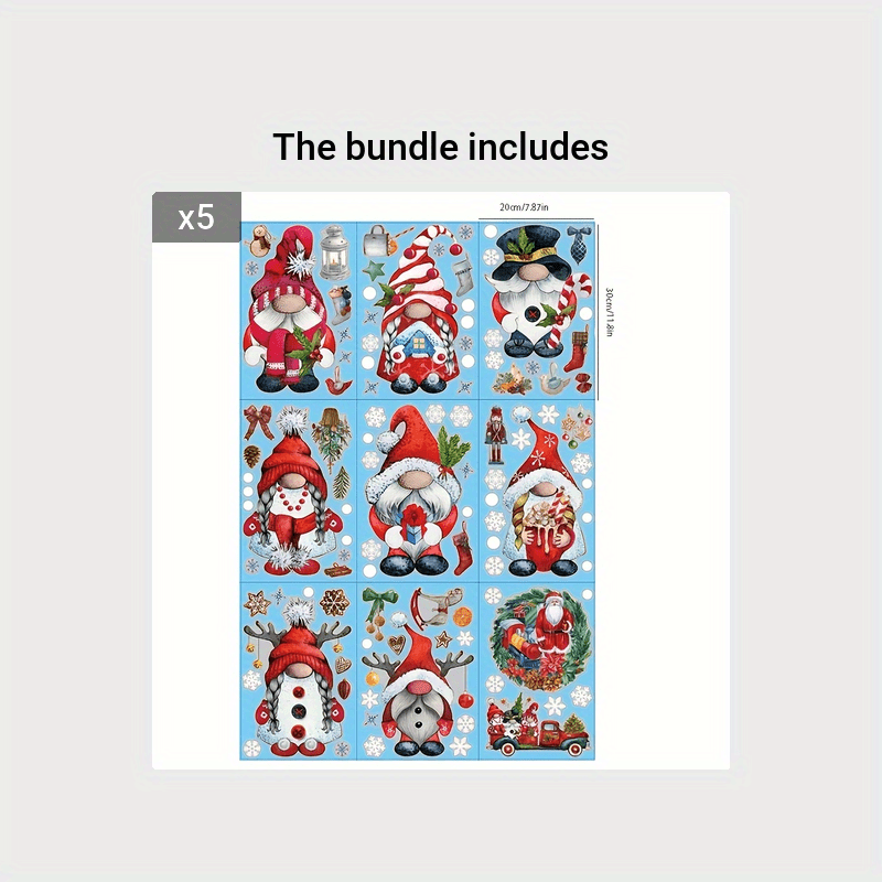 103pcs Christmas Window Clings Gnome Snowflake Holiday Stickers Decals