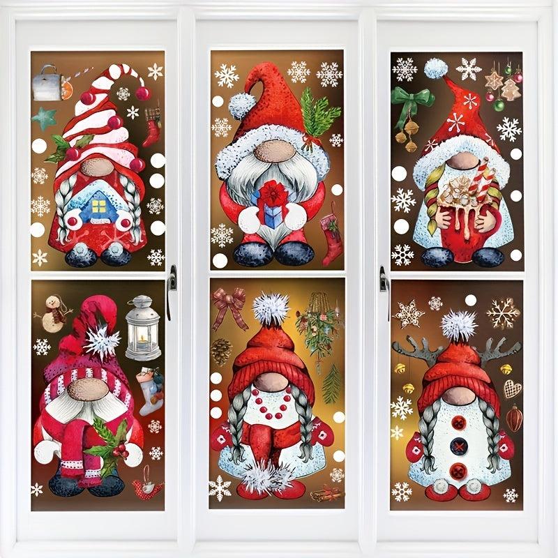103pcs Christmas Window Clings Gnome Snowflake Holiday Stickers Decals