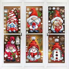 103pcs Christmas Window Clings Gnome Snowflake Holiday Stickers Decals