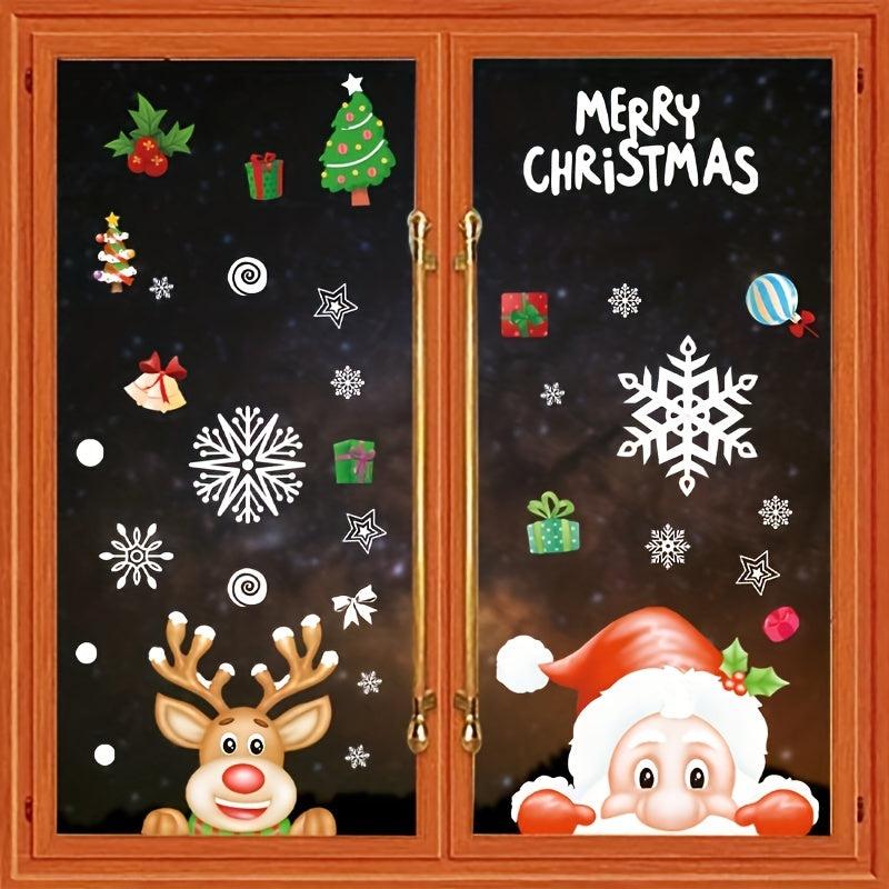 Christmas Elk Santa Claus Window Decorative Stickers - 252pcs