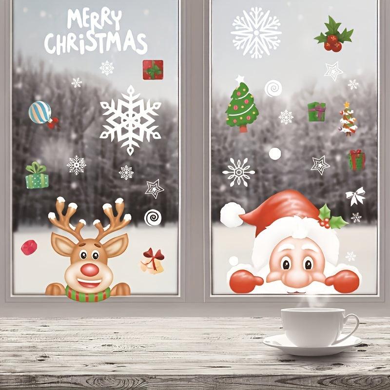 Christmas Elk Santa Claus Window Decorative Stickers - 252pcs