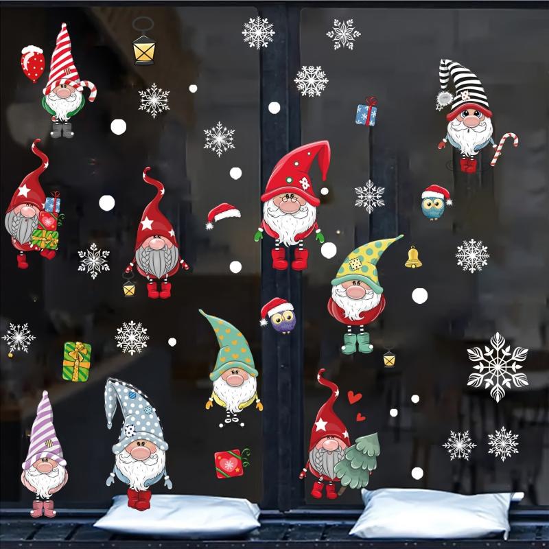 6 Sheets Santa Elk Mall Christmas Window Glass Sticker Decoration