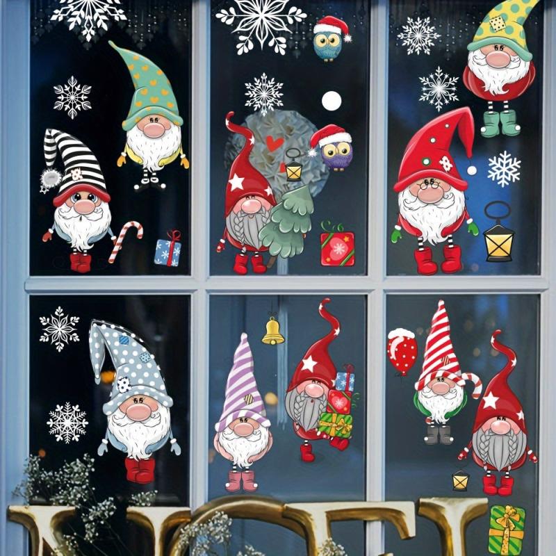 6 Sheets Santa Elk Mall Christmas Window Glass Sticker Decoration