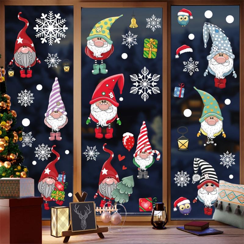 6 Sheets Santa Elk Mall Christmas Window Glass Sticker Decoration