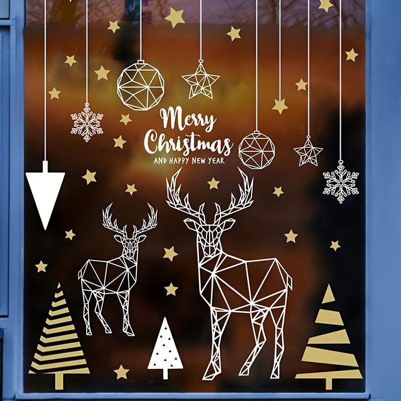 Christmas Stickers Wall Stickers Christmas Tree Deer Adhesive Electrostatic