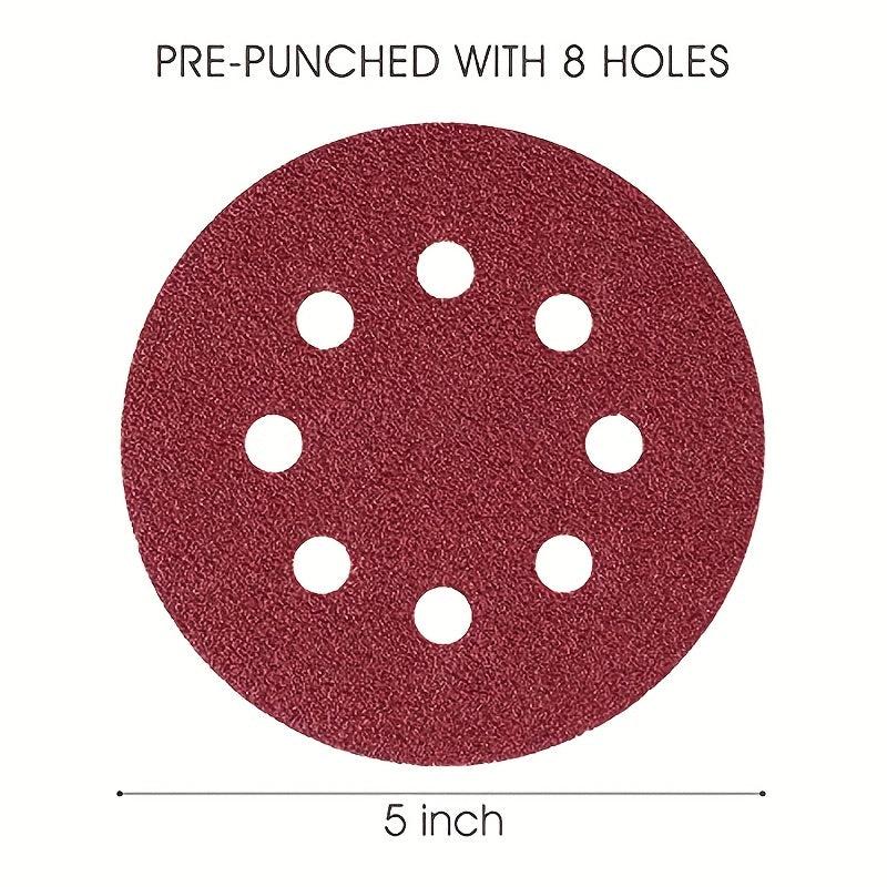 50pcs 5 8 Holes Sanding Discs 60-600 Grits Hook & Loop Random Orbital Sanders