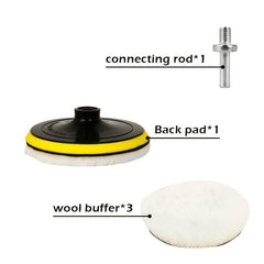 5pc Wool Polishing Pad Set Car Buffing Wheel Tool Kit with M14 Drill Adapter