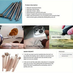 13pcs Diamond Grinding Head Mounted Burr Set for Jade Stone Ceramic