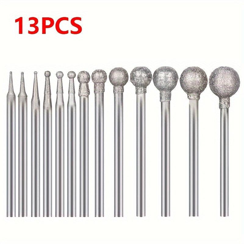 13pcs Diamond Grinding Head Mounted Burr Set for Jade Stone Ceramic