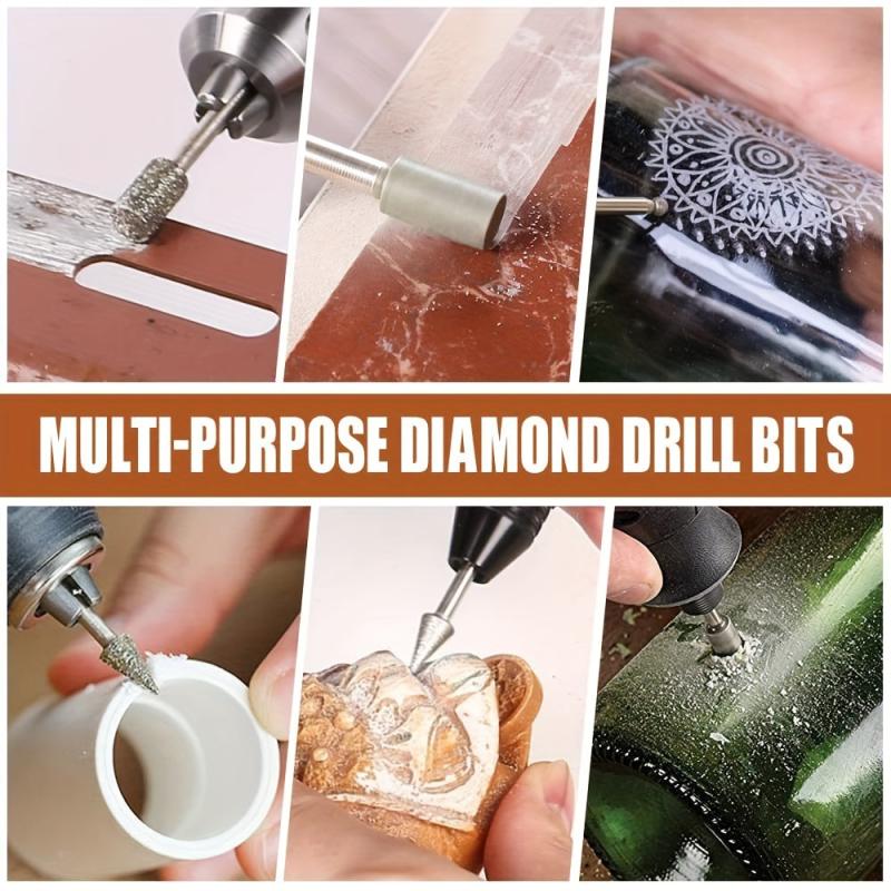 20pcs Diamond Drill Grinding Bit Set Stone Carving Rotary Tools Polishing Kits