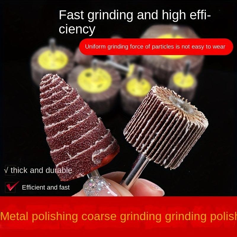 5pcs Spinning Wheel Grinding Head With Handle Polishing Grinding Head