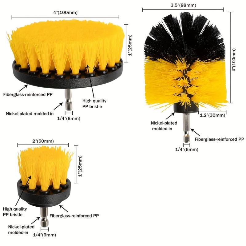 3pcs Drill Brush Set for Deep Cleaning Power Scrubber Grout Floor Tub Shower Til
