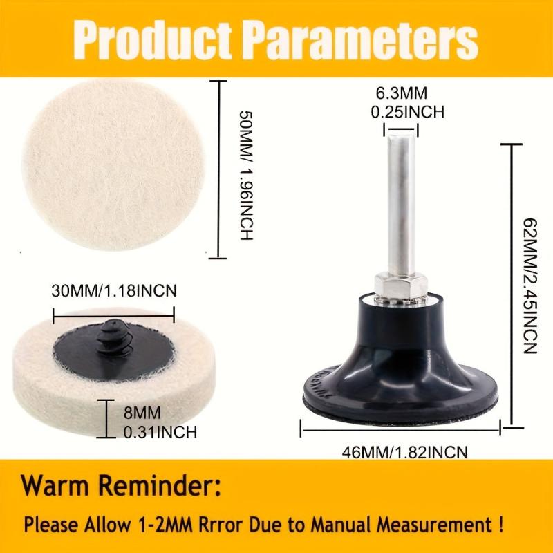 21pcs 2 inch 50 wool To Poly Wheel Wool Wheel Button Type Sanding Disc