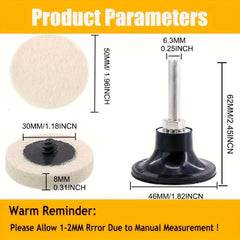 21pcs 2 inch 50 wool To Poly Wheel Wool Wheel Button Type Sanding Disc