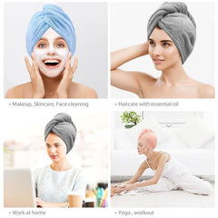 Microfiber Hair Towel Wrap Anti Frizz Absorbent Quick Dry Turban