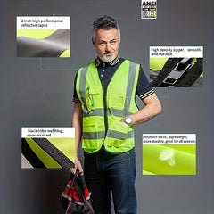 Reflective Safety Vest High Visibility Security With Pocket