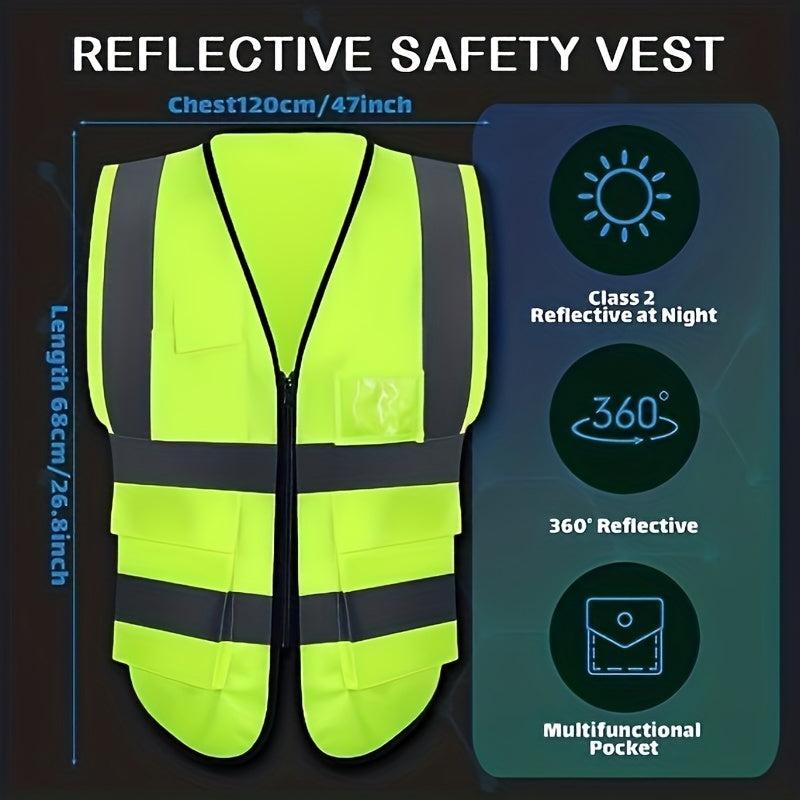 Reflective Safety Vest High Visibility Security With Pocket