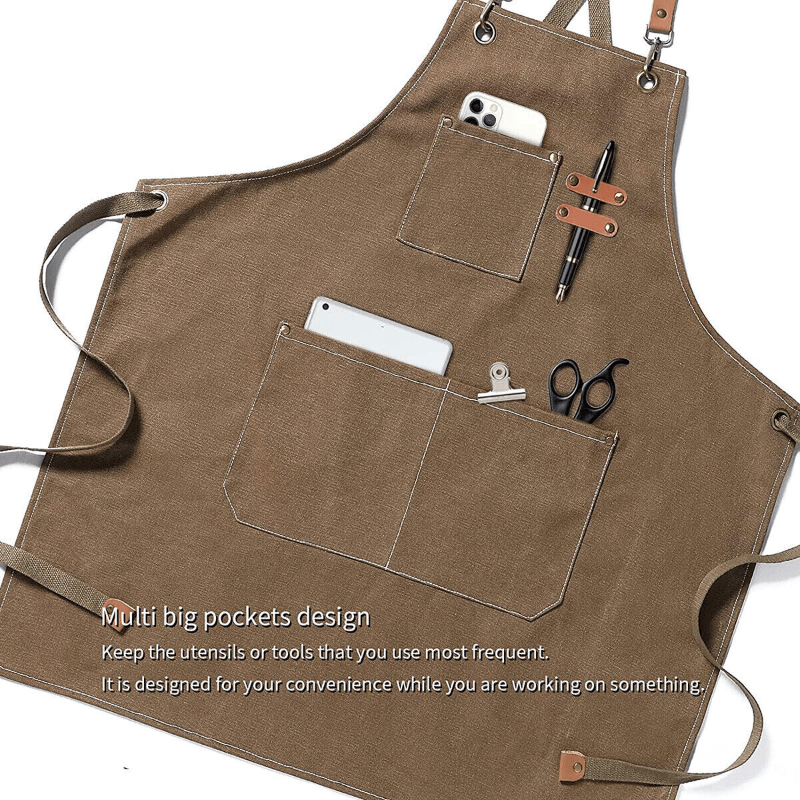 Canvas Apron Waterproof Stain Resistant With Pockets