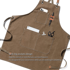 Canvas Apron Waterproof Stain Resistant With Pockets