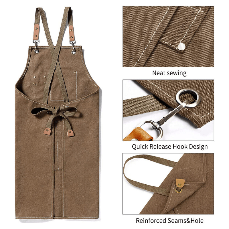 Canvas Apron Waterproof Stain Resistant With Pockets