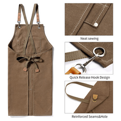 Canvas Apron Waterproof Stain Resistant With Pockets