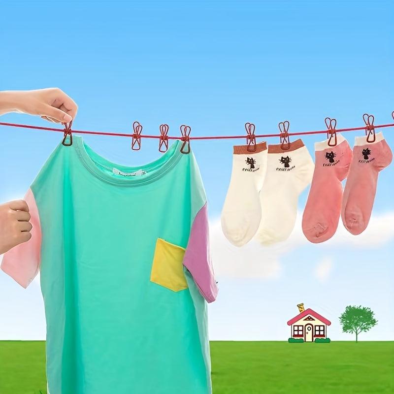 Portable Clothesline with 12 Clothespins Windproof Travel Clothesline