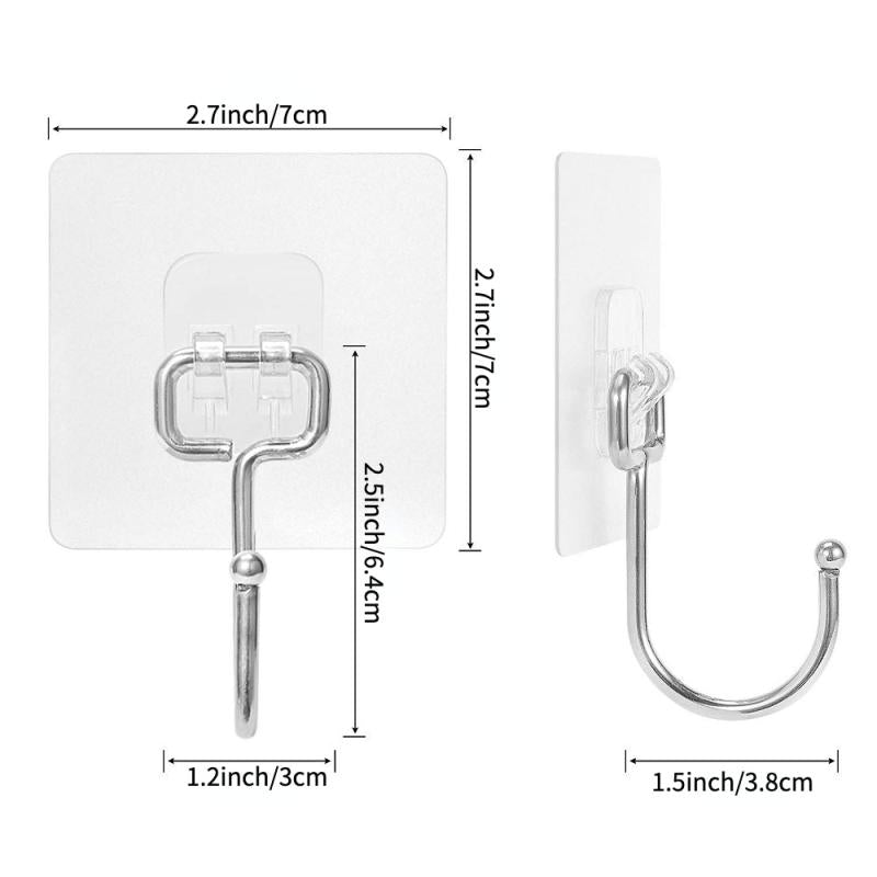 16pcs Large Adhesive Hooks Stainless Steel Towel and Coat Hooks