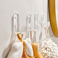 6pcs Transparent Adhesive Hooks Wall Mount Brushed