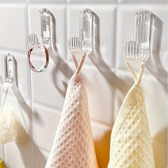 6pcs Transparent Adhesive Hooks Wall Mount Brushed
