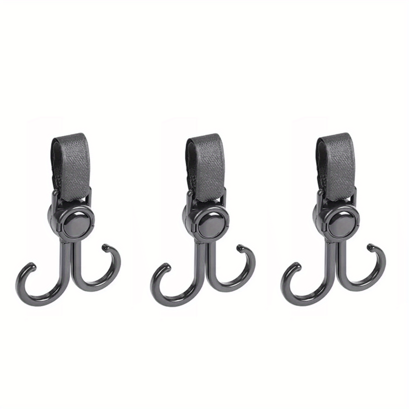 3pcs Stroller Hooks Mommy Hook 360 Degree Rotatable Pram Clips